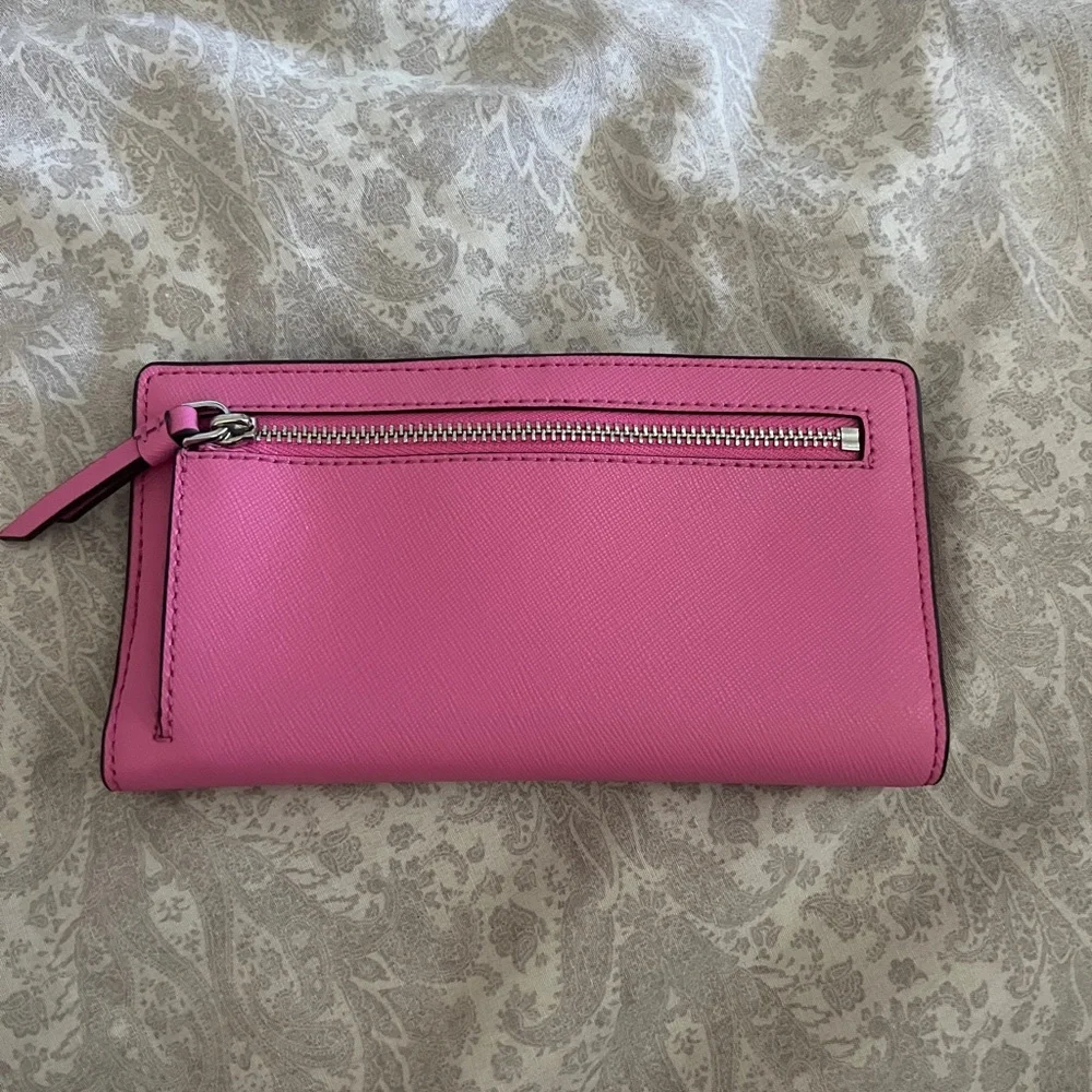 Kate Spade New York Large Slim Bi-Fold Wallet Fuchsia Color - Picture 4 of 9